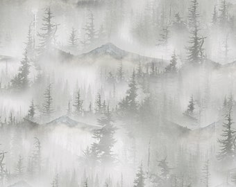 Call of the Wild Misty Trees from Hoffman Fabrics
