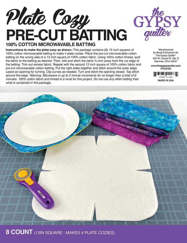Plate Cozy Pre Cut Batting 8 Pieces TGQ102 Etsy