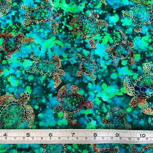 Sea Turtle turquoise colorway Oceana collection from Quilting Treasures