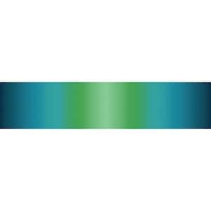May include: A rectangular banner with a gradient design. The colors transition from dark blue to teal, then to light green, and back to teal and dark blue. The banner is set against a white background.