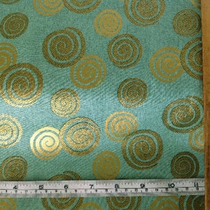 Two yards Quilt Gate Hyakka Ryoran obi collection pale jade and gold