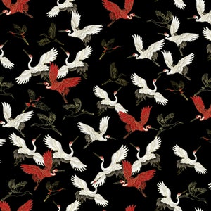 Japanese cranes Kyoto collection from Timeless Treasures Fabrics metallic accents