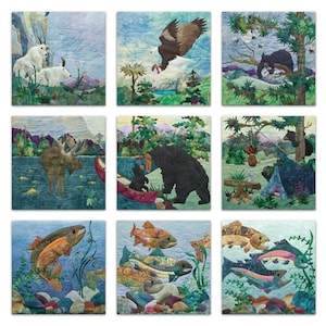 Out and About set of fabric squares by McKenna Ryan