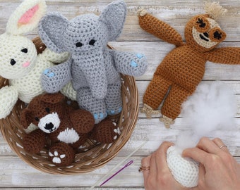 Crochet Kit Amigurumi Make A Little Sloth, Bear, Lamb Friend