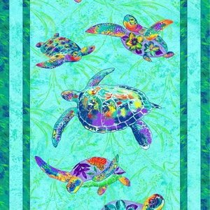 Sea Turtle fabric Paintbrush Studios Calypso turtles panel