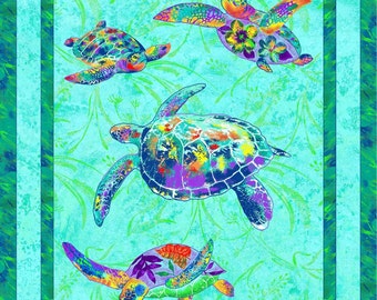 Sea Turtle fabric Paintbrush Studios Calypso turtles panel