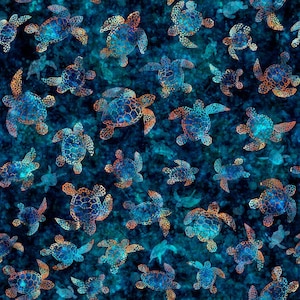 Sea Turtle lagoon colorway Oceana collection from Quilting Treasures