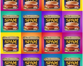 Spam pop art cans DUCK CANVAS Michael Miller fabric