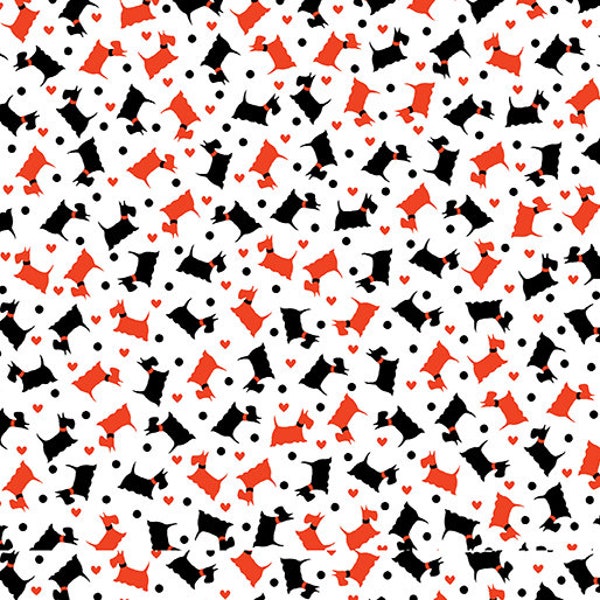 Mini scotties black white and red dotty for scottie