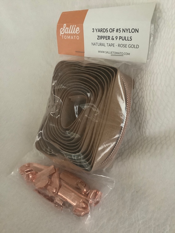 Zippers By The Yard Natural Tape Rose Gold Faux Metal Teeth #3