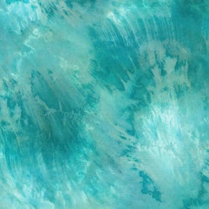 May include: Abstract watercolor background in shades of teal and turquoise. The design features a blend of colors with brushstroke-like patterns, creating a textured and artistic appearance. The overall effect is reminiscent of flowing water or a cloudy sky.