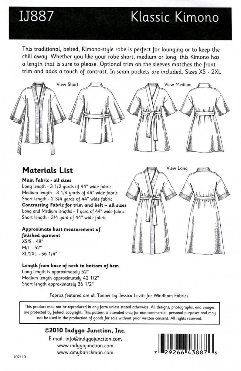 Klassic Kimono-style robe pattern short medium long included | Etsy