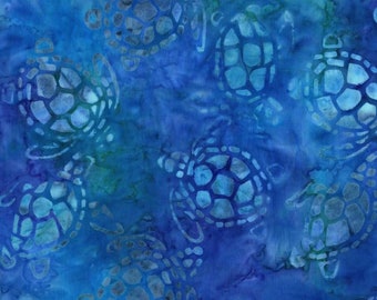 Sea Turtle handpainted bali batik turquoise with sea turtles