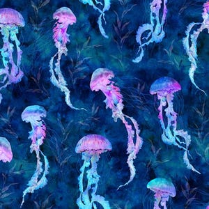 Tides of Color jellyfish by Hoffman fabrics