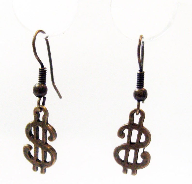 Pair of Brass Dollar Sign Earrings Earing Jewelry Accessories Etsy
