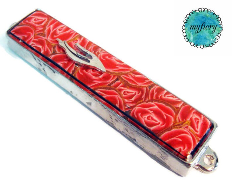 NEW Polymer Clay Handmade Roses Mezuzah Case Judaica by Etsy