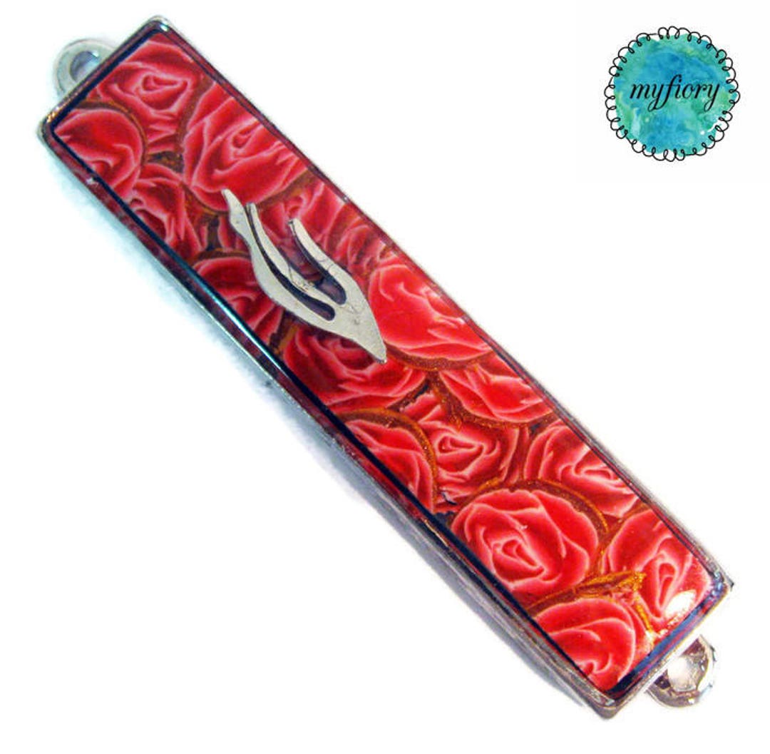 NEW Polymer Clay Handmade Roses Mezuzah Case Judaica by Etsy