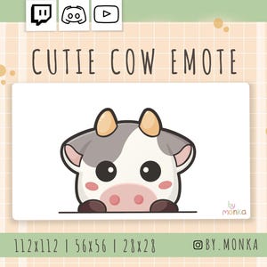 Cute Peeking Cow Emote – Kawaii Cartoon Twitch Emote for Streamers, Digital Download for Twitch & Discord