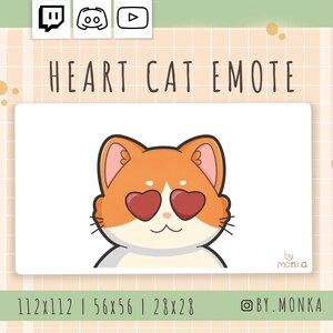 Heart Cat Twitch Emote: Kawaii Cartoon Love (Digital Download)