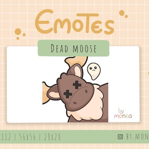 Emote de Alce Muerto: Emote Kawaii de Twitch para streamers, descarga digital para Twitch y Discord