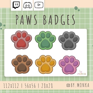 Emblemas Kawaii Paw Twitch: Emblemas de Sub de Animais Pastel (Download Digital)