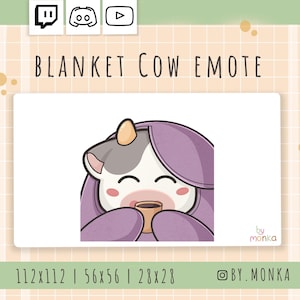Cow in Blanket Twitch Emote: Kawaii Cartoon (Digital Download)
