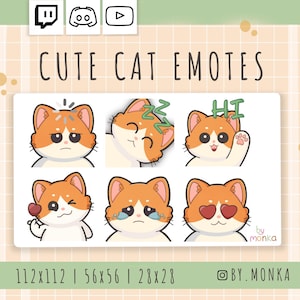 Cute Cat Twitch Emotes – Kawaii Cartoon Digital Download, Streamer Chat Emotes for Twitch & Discord