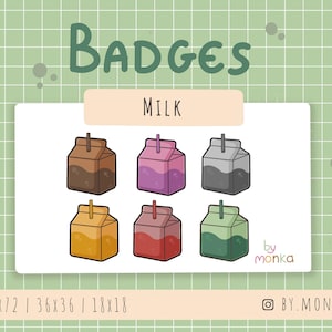 Cute Milk Twitch-badges – Kawaii-subbadges voor melkpakken voor streamers, digitale download voor Twitch & Discord