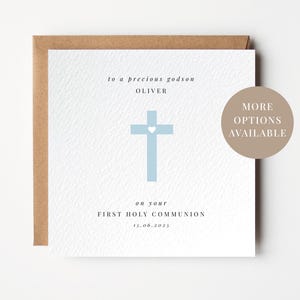 First Holy Communion Card For Godson, Grandson Holy Communion Card, Baby Boy Holy Communion Card, Naming Ceremony Card, Christening Card