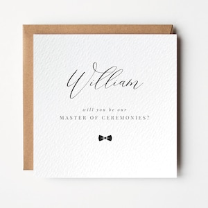 Personalised Master Of Ceremonies Card, Will You Be My MC Card, Master Of Ceremonies Gift, Bow Proposal Card, Will You Be My Card, MC Card