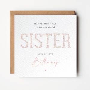 Personalised Birthday Card Sister, Pretty Sister Birthday Card, Birthday Gift For Sis, Card For Sister From Sister, Sister Birthday Card
