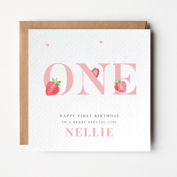Berry First Birthday Card, First Birthday Card, Baby First Birthday, First Birthday Theme, Berry Special Birthday, Strawberry Birthday Card