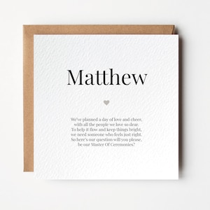 Master Of Ceremonies Card, Will You Be My MC Card, Personalised Master Of Ceremonies Gift, Bow Proposal Card, Will You Be My Card, MC Card
