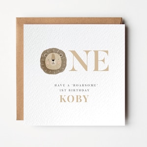 Personalised First Birthday Card For Boy, Roarsome Lion Birthday Card, Personalised 1st Birthday Card, Lion Birthday Party Theme, Lion Bday