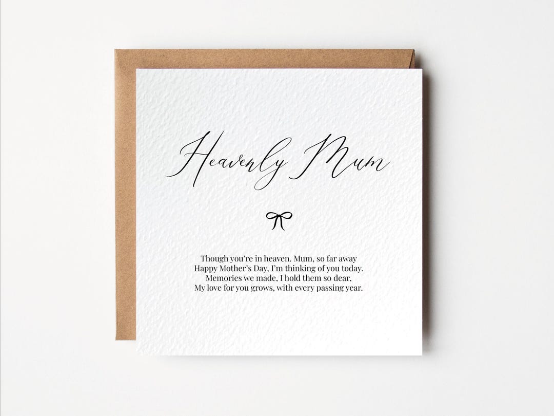 Heavenly Mum Mothers Day Card, Mothers Day Card for Mom in Heaven ...