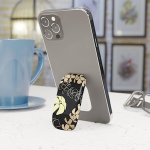 Phone Click-On Grip, Puakenikeni Floral Design Phone Holder Stand, Tropical Flower Cell Phone Grip, Floral Phone Accessory Gift, Hawaiian