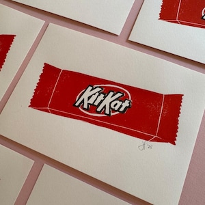 Kit Kat Print | Block Print | Halloween | Candy | Linocut | Original Art | Hand Carved | Hand Printed | Kit Kat Mini