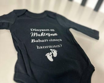 Baba Oluyorsun Baby Bodysuit – Announce Pregnancy | Surprise for Dad |Baba Hediyesi | Dünyanin and muhtesem babasi olmaya hazir misin