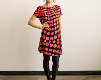 Vintage 90s Op Art Polka Dot Mini Dress
