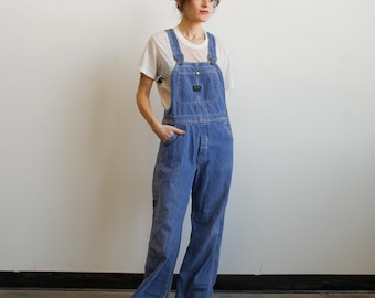 Vintage 60s 70s ELY Denim Overalls/ 1960s Distressed Selvedge Bib Workwear/ Size Small Medium 30