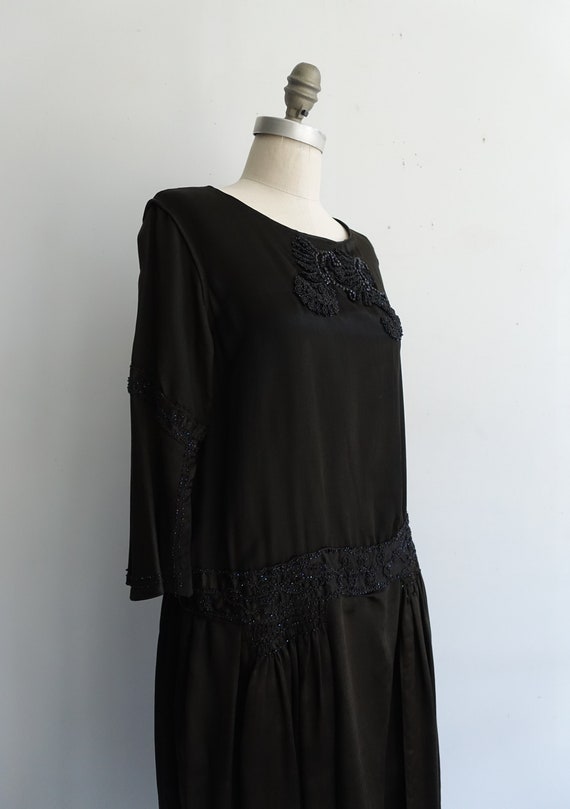 1920s Black Beaded Gown/ 20s Deco Flapper Drop Wa… - image 6