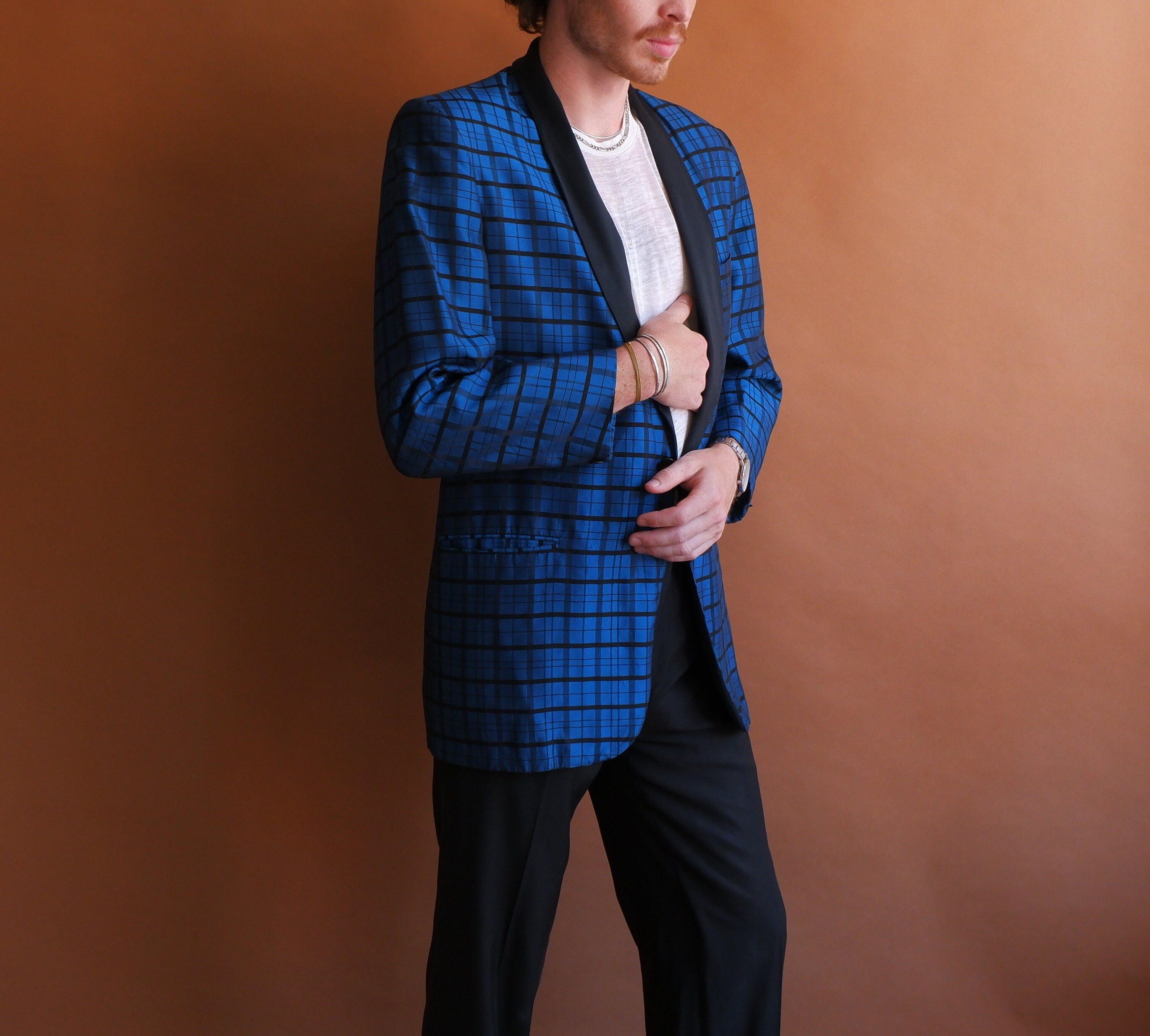 mens plaid dinner jacket