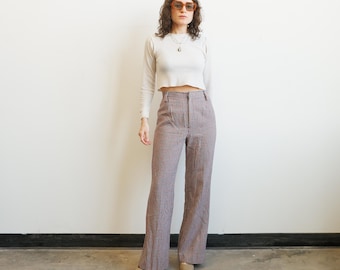Vintage 70s Plaid Wide Leg Pants/ Size 26 Small