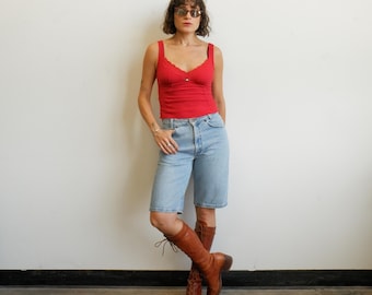 Pantalones cortos vaqueros Levis de corte holgado con etiqueta naranja vintage / Talla 27