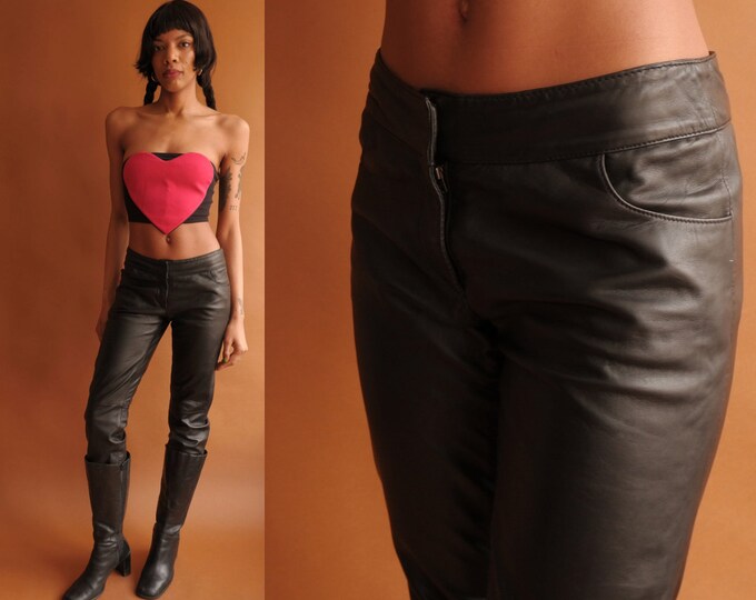 Y2K Low Rise Leather Pants (XS)