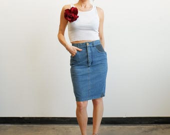 Spódnica ołówkowa z jeansu Krizia Jeans w stylu vintage z lat 80. / rozmiar S 26