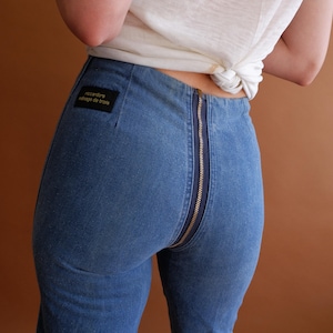 Jeans vintage com zíper dos anos 70/Ricardos Menage De Tois com zíper dos anos 70/Tamanho pequeno