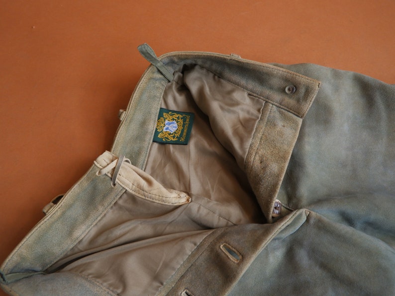 Vintage Suede Lederhosen Pants/ High Waisted Leather Bavarian Trousers/Hammerschmid/ Size Small 27 image 7