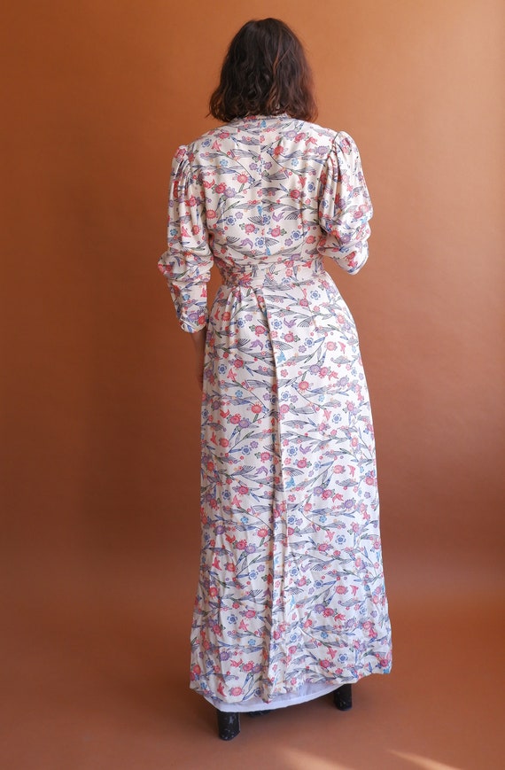 Vintage 70s Puff Sleeve Maxi Dress/ 1970s Kimono … - image 7