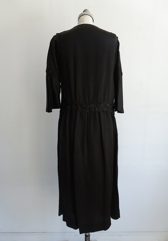 1920s Black Beaded Gown/ 20s Deco Flapper Drop Wa… - image 7